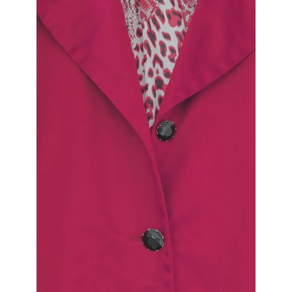 Dennis by Dennis Basso Jacket‎ Womens 1X Red Button Front Lined Spring Fall - Picture 5 of 11